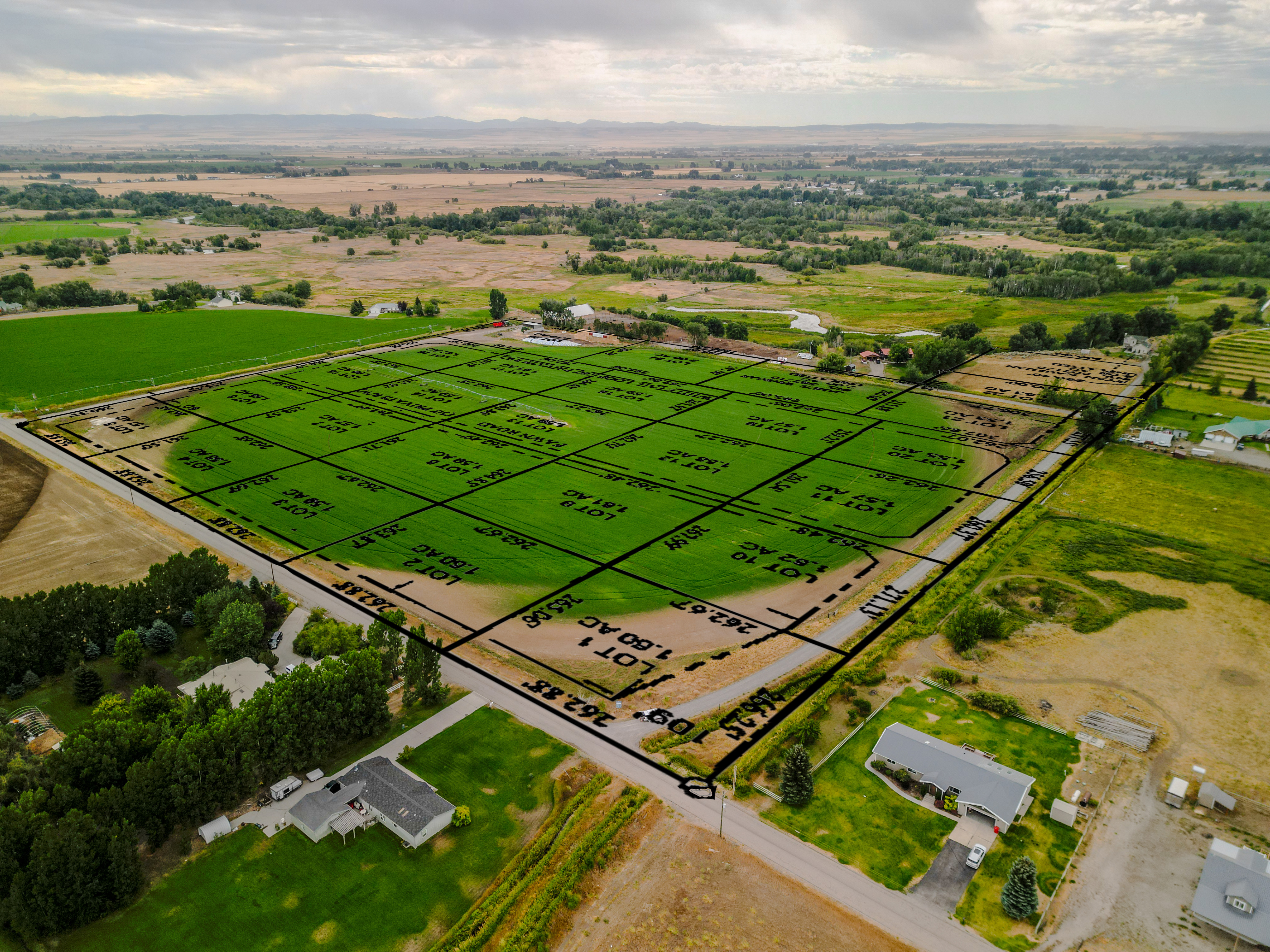 Aerial view of Whitetail Ridge subdivision in St. Anthony, Idaho